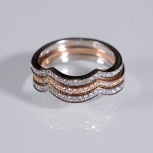 White and Rosa Gold Rings with Diamonds