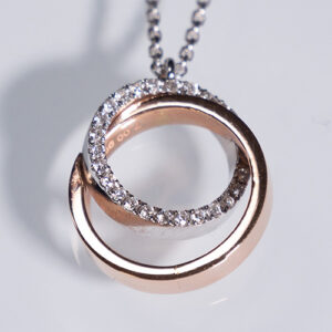 White and Rosa Gold K18(750) Necklace with Diamonds