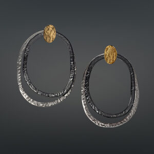 925 Silver Earrings with Yellow Gold 750 (18K)