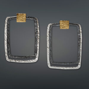 925 Silver Earrings with Yellow Gold 750 (18K)