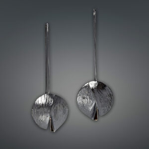 Earrings in Oxidized Silver 925 with Yellow Gold 750 (18K)
