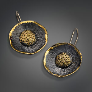Earrings in Oxidized Silver 925 with Yellow Gold 750 (18K)