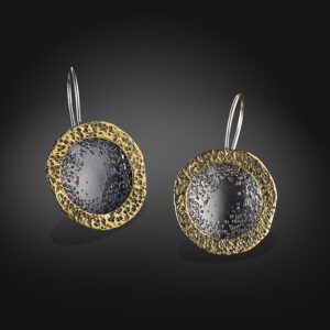 Oxidized Silver Earrings 925 with Yellow Gold 750 (18K)