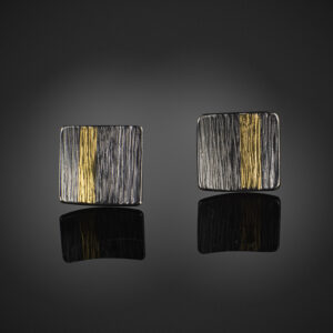 Earrings in Oxidized Silver 925 with Yellow Gold 750 (18K)