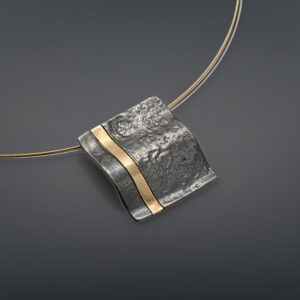 Necklace in Oxidized Silver 925 with Yellow Gold 750 (18K)