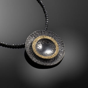 Oxidized Silver Necklace 925 with Yellow Gold 750 (18K)