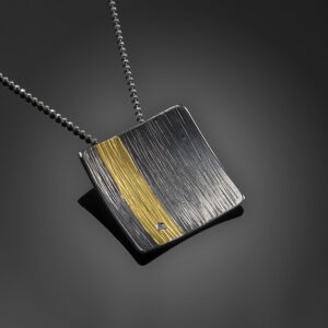Necklace in Oxidized Silver 925 with Yellow Gold 750 (18K) and Diamond