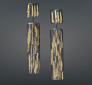 Earrings in Oxidized Silver 925 with Yellow Gold 750 (18K) 