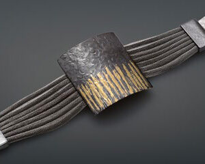 Bracelet in Oxidized Silver 925 with Yellow Gold 750 (18K) 