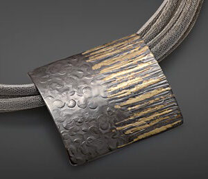 Necklace in Oxidized Silver 925 with Yellow Gold 750 (18K) 