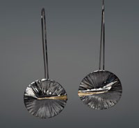 Earrings in Oxidized Silver 925 with Yellow Gold 750 (18K) 