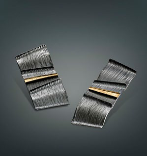 Earrings in Oxidized Silver 925 with Yellow Gold 750 (18K) 