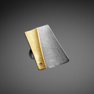 Ring in Silver 925 and Yellow Gold K22 with Diamond