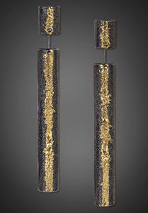 Earrings in Oxidized Silver 925 with Yellow Gold 750 (18K)
