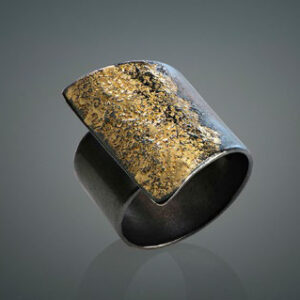 Ring in Oxidized Silver 925 with Yellow Gold 750 (18K)