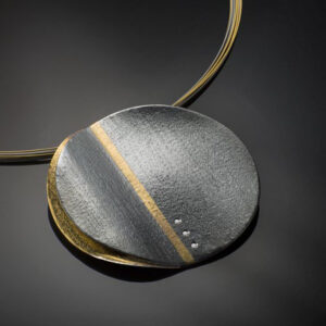 Necklace in Oxidized Silver 925 with Yellow Gold K22 and Diamonds