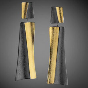 Earrings in Oxidized Silver 925 and Yellow Gold K22