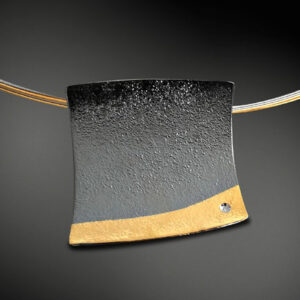 Necklace in Oxidized Silver 925 with Yellow Gold K22 and Diamond