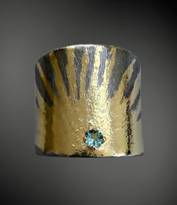 Ring in Oxidized Silver 925 - Yellow Gold K22