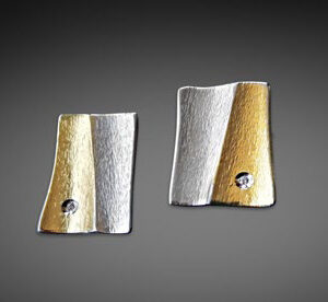 Earrings in Silver 925 and Yellow Gold K22 with Diamonds