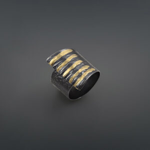 Ring in Oxidized Silver 925 with Yellow Gold 750 (18K)