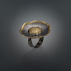 Ring in Oxidized Silver 925 with Yellow Gold 750 (18K)