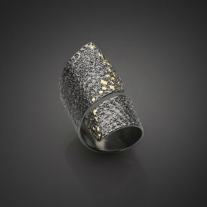Ring in Oxidized Silver 925 with Yellow Gold 750 (18K)