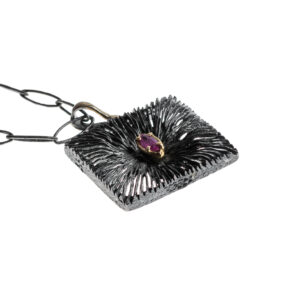 Pendant in Oxidized Silver 925 with 750 Yellow Gold