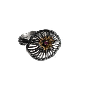 Ring in Oxidized Silver 925 with 750 Yellow Gold