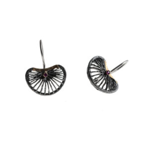 Earrings in Oxidized Silver 925 with 750 Yellow Gold