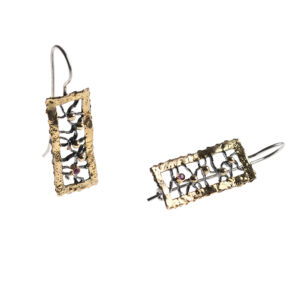 Earrings in Oxidized Silver 925 and 750 Yellow Gold