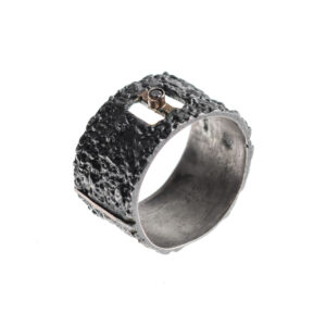Ring in Oxidized Silver 925 with Diamond