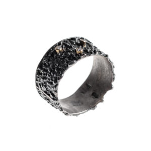 Ring in Oxidized Silver 925 with Diamonds