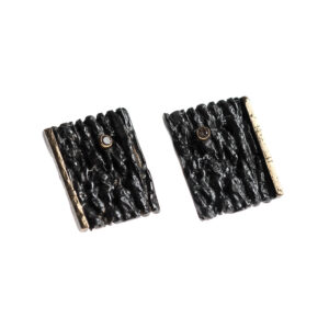 Earrings in Oxidized Silver 925 with Yellow Gold 750 and Diamonds