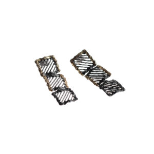 Earrings in 925 Oxidized Silver with 750 Yellow Gold