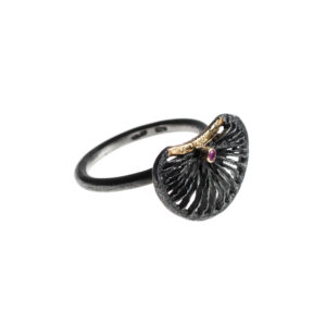 Ring in Oxidized Silver 925 with 750 Yellow Gold