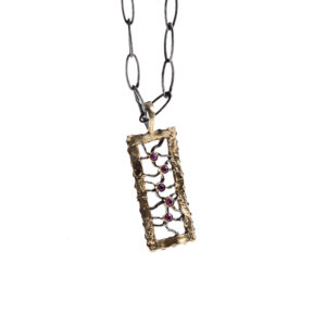 Pendant in Oxidized Silver 925 and 750 Yellow Gold