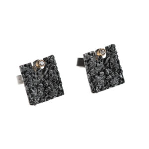 Earrings in Oxidized Silver 925 with Diamonds