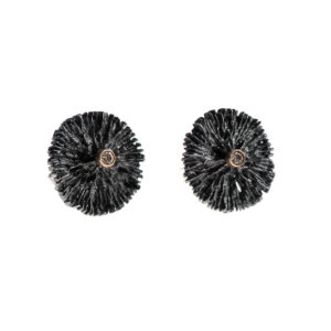 Earrings in Oxidized Silver 925 and Diamonds