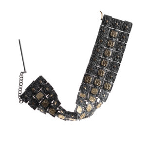 Bracelet in Oxidized Silver 925 and Yellow Gold 750