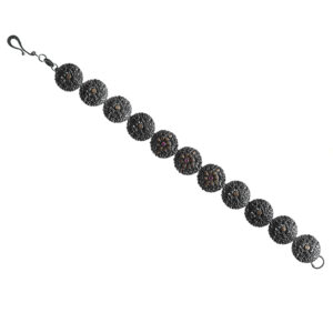 Bracelet in Oxidized Silver 925 with Yellow Gold 750 and Rubies