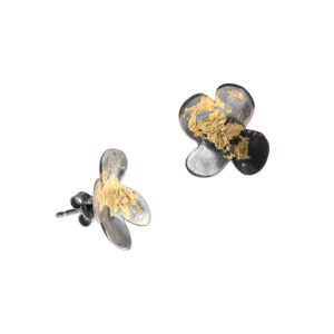 Earrings in 925 Silver Oxidized with 18K (750) Gold Details