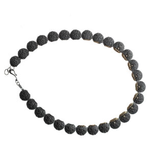 Necklace in Oxidized Silver 925 with Yellow Gold 750 and Diamonds